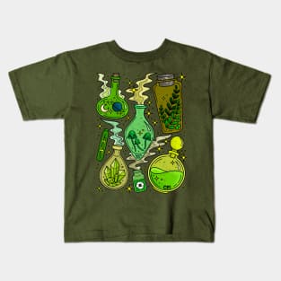 Witchy Potion Bottles Green Kids T-Shirt